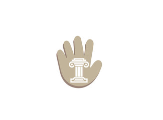 Law Building Justice Logo design illustration,reindeer in a hand shape icon