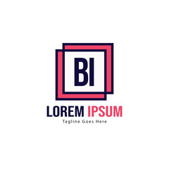 BI Letter Logo Design. Creative Modern BI Letters Icon Illustration