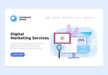 Digital marketing banner web page site concept. Vector flat graphic design cartoon illustration