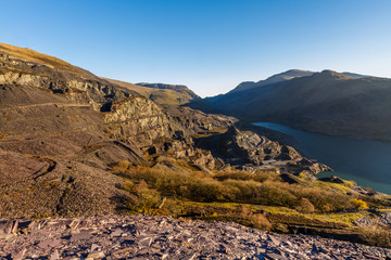 Dinorwic Slate Quarry and mountains Snowdonia, North Wales