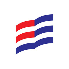 Blue and Red line Flag logo design vector