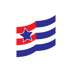 Blue and Red line Flag logo design vector