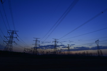 Fototapeta premium The power supply facilities of contour in the evening