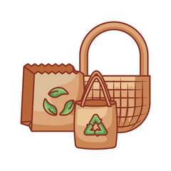 bags paper with basket ecological