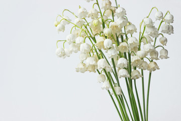 lily of valley/Convallaria majalis flowers bouquet on white background 