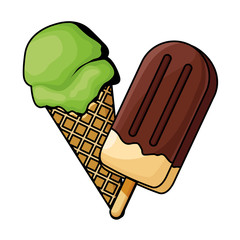 ice cream cone and ice lolly