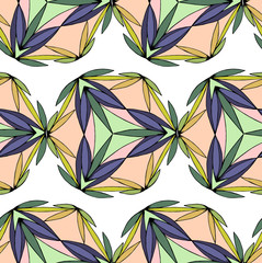 Seamless pattern with decorative leaves in the circles