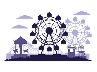 Obraz na płótnie Canvas Circus festival fair scenery blue and white colors