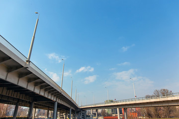 architecture of a modern automobile bridge, geometry of lines