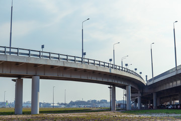 architecture of a modern automobile bridge, geometry of lines