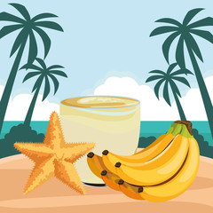 Obraz premium summer beach and vacation cartoon