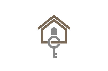 Creative Abstract House Key Logo Design Vector Symbol Illustration