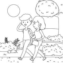 Couple of woman and man cartoon design