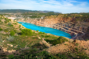 Azure quarry lake near Balaclava, Crimea