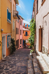 Picturesque view of the streets of Collioure, France