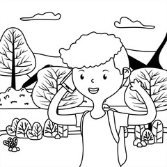 Man cartoon in the park design