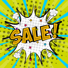 Comic bubble chat sale with halftone background - Vector