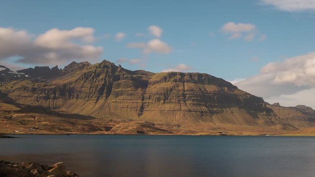 Timelapse of Kirkjufell mountain in Snaefellsnes peninsula on a sunny day with beautiful landscape in view