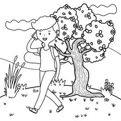 Man cartoon in the park design