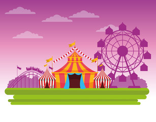 Circus fair festival scenery cartoon
