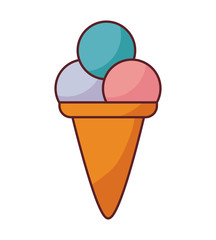 delicious ice cream in cone isolated icon