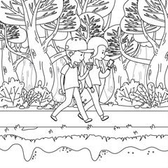 Couple of woman and man cartoon design