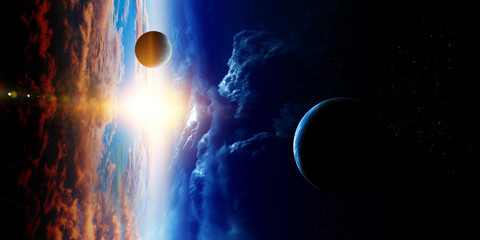 Abstract planets on space texture