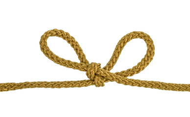 Twine rope or Jute Rope with bow Knot isolated on White Background