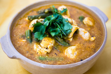 Chicken Curry Dish with green peas
