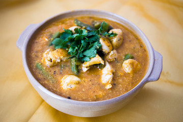 Chicken Curry Dish with green peas