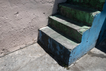 A concrete staircase of the building