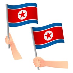 North Korea flag in hand icon