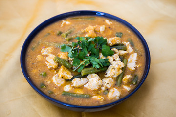 Chicken Curry Dish with green peas
