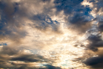 colorful dramatic sky with cloud at sunset
