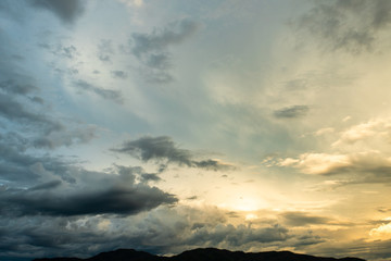 thunder storm sky Rain clouds .