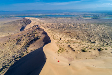 Aerial view of sand dunes