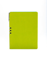 Notebook and pen isolated on white background