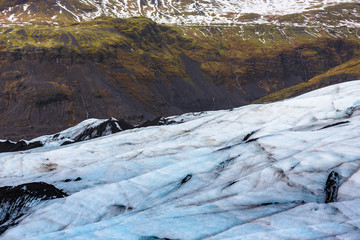 Landscape of Solheimajokull glacier with mountain range background - 272915121