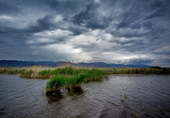 dramatic landscape on the lake