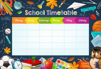 School week schedule timetable, chalk sketch