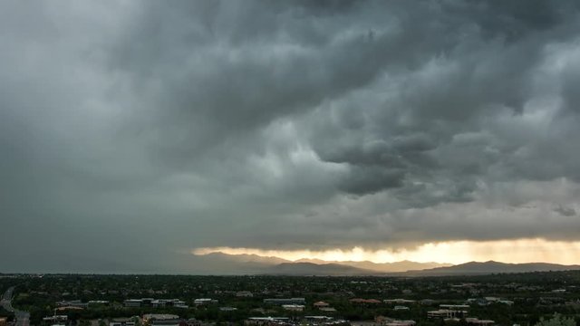 Time lapse of rain storm rolling through Utah Valley overlooking the city of Orem.