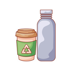 set of ecological bottles isolated icon