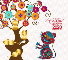 Abstract chinese new year lantern and background. Year of the rat