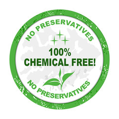 100% Chemical free  sign or stamp symbol.