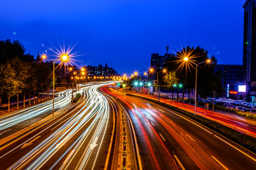 Night view of Yatai Street Viaduct in Changchun City