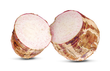Taro, sliced of taro isolated on white background