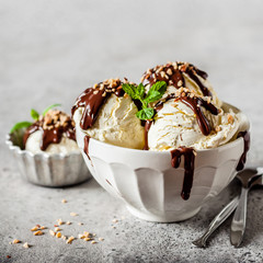 Vanilla Ice Cream with Chocolate Topping