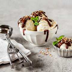 Vanilla Ice Cream with Chocolate Topping