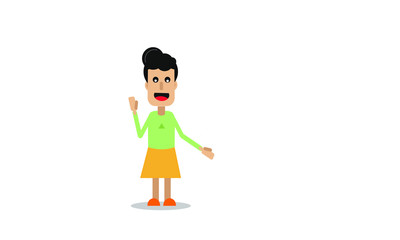 2D flat vector illustration of lady 