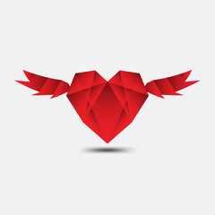 Red heart polygonal vector, heart icon, logo, flat icon for apps and website, love sign, valentine symbol, polygon graphic, eps10